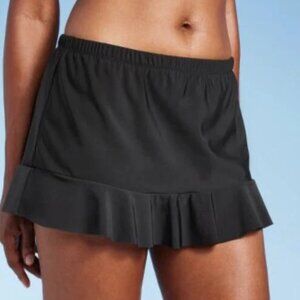 NWT Aqua Green Black Swimsuit Swim Skirt Attached Bottoms Plus Size 16W / 18W